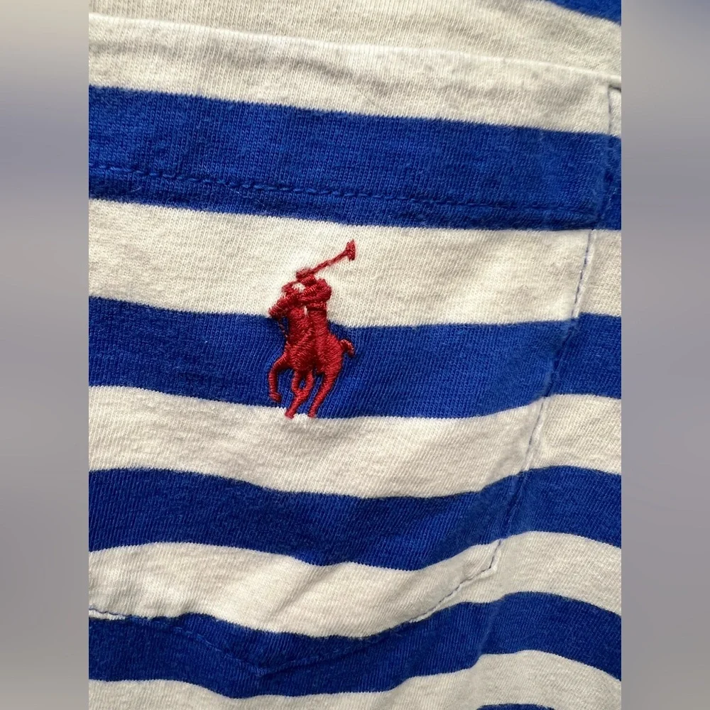 Polo by Ralph Lauren- Mens- Blue, Red,White, and Green Striped Tee,‎ Medium